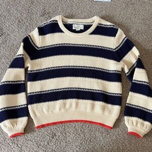 Trovata Navy and Cream Striped Crew Neck Sweater
